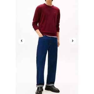 Tommy Hilfiger Burgundy Red Cotton Crew Neck Long‎ Sleeve Sweater Medium